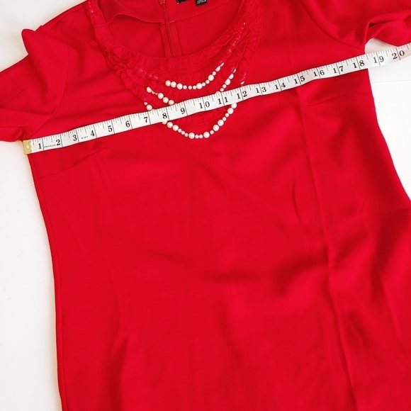 Chadwick Red Knit Dress Pearl Accents 10 - Picture 6 of 6